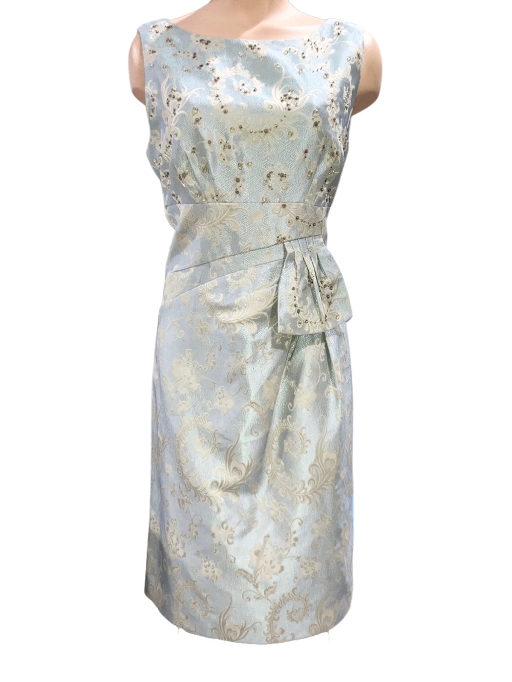 Tahari ASL Sage Brocade Jacquard Cocktail Wedding Guest Wiggle Dress Retro 10